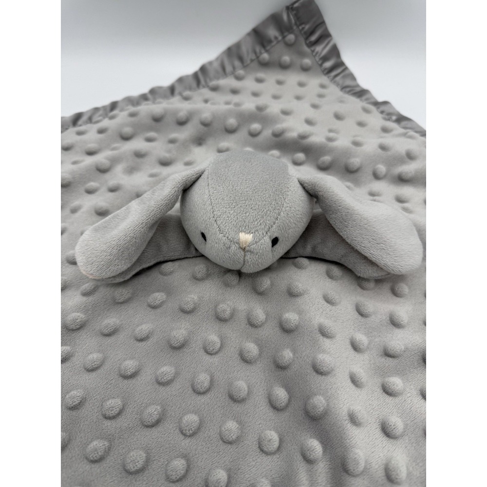 Pro Goleem Bunny Rabbit Security Blanket Lovey Toy 16" Gray Minky Satin Plush
